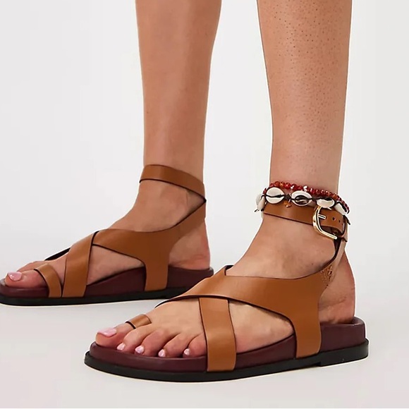 Free People Shoes - New Free People Anya Criss Cross Leather Toe Ring Sandals